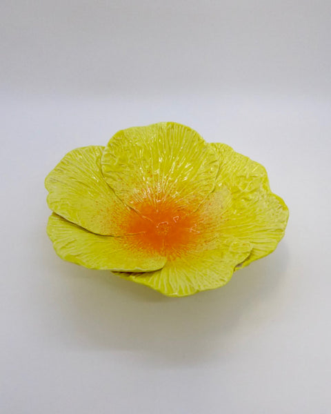 The Fantail House, Muddy Fingers, Pottery, Ceramic, Bowl, Made in NZ, Hibiscus bowl, yellow