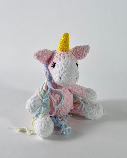 The Fantail House, Made in NZ, Hand knitted, Rainbow Unicorn, Soft Toy