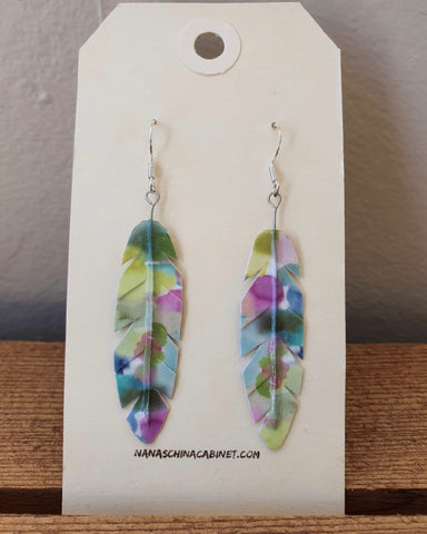 Origami Feather Earrings - Inky