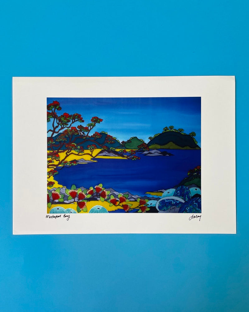 The Fantail House, Jo May, Art Print, Matapouri Bay