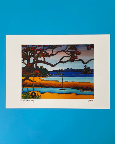 The Fantail House, Jo May, Art Print, Wellington Bay