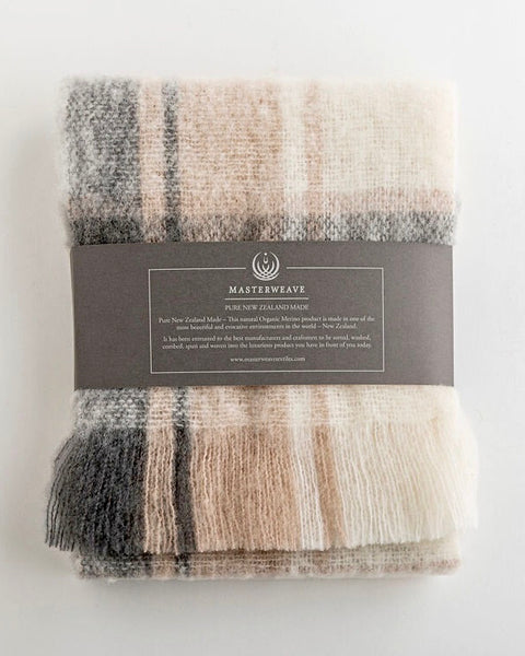 Xmas, christmas, gift, box, organic, merino, scarf, plaid, made in New Zealand