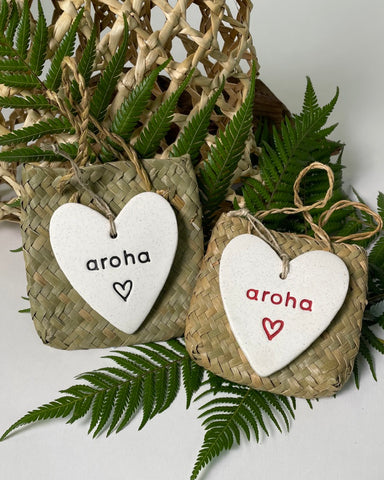 Ceramic Hearts in Kete by Michelle Bow - Aroha