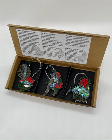 The Fantail House, Paua Decoration Fairies, Tui, Kiwi, Fantail, Native Birds