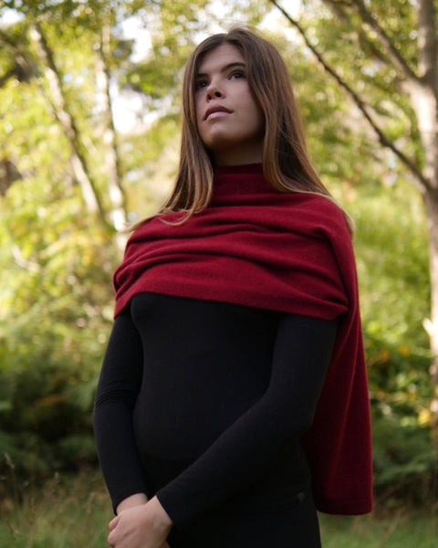 The Fantail House, Native World, Made in New Zealand, Possum Merino, Anyway Wrap, Womens, Berry