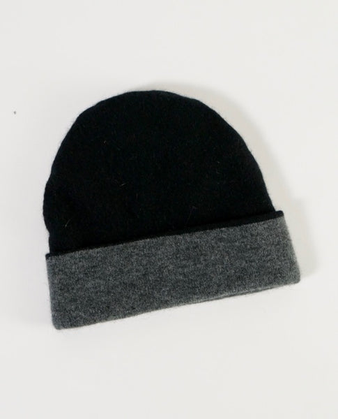 The Fantail House, Made in New Zealand,  Native World, Possum Merino, Reversible Beanie, Black