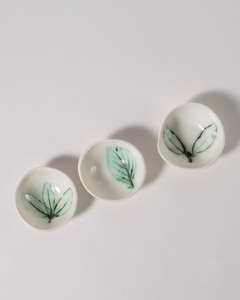 Leaf Print Condiment Bowls by Michelle Bow