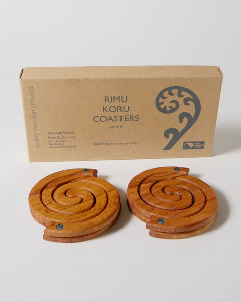 The Fantail House, NZ Made, Rimu Koru Coasters