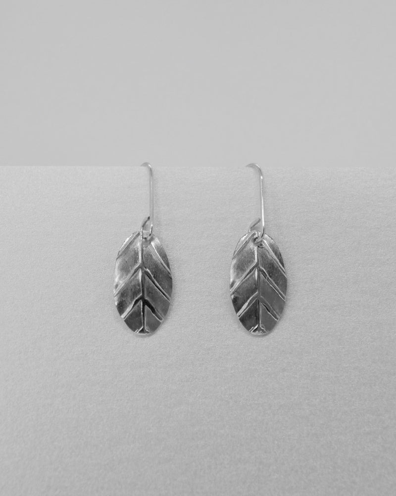 The Fantail House, Made in NZ, Stone Arrow, Recycled Silver, Garland Leaf Earrings