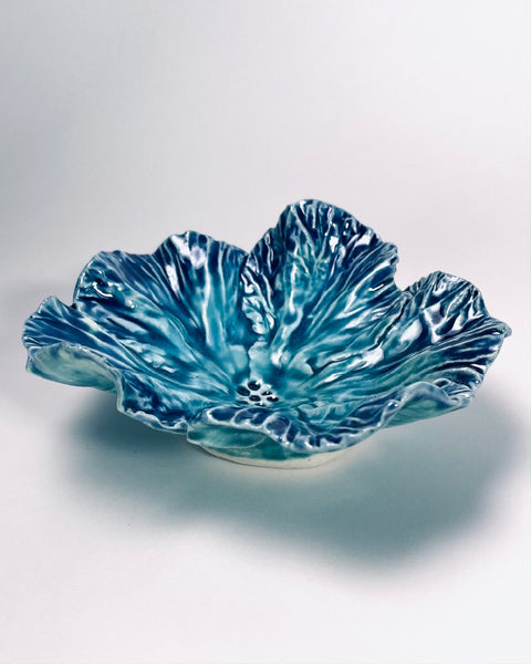 The Fantail House, Muddy Fingers, Hibiscus Bowl, Ceramic, Made in NZ, blue