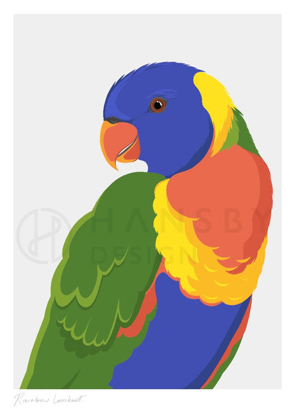 The Fantail House, Made in New Zealand, Cathy Hansby, Art Prints, Exotic Birds,  Rainbow Lorikeet