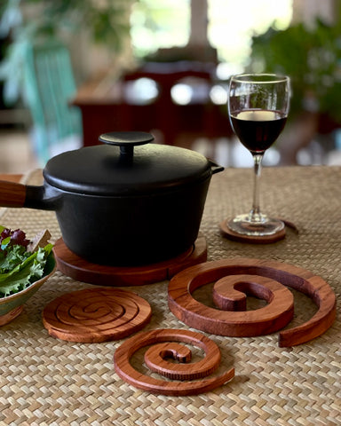 The Fantail House, Made in New Zealand, Rimu Trivet/Placemat, Koru