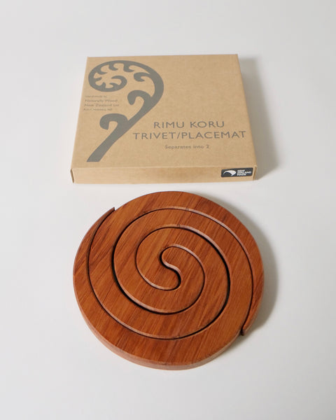 The Fantail House, Made in New Zealand, Rimu Trivet/Placemat, Koru