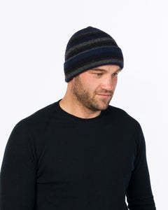 Stripe Men's Beanie, Possum merino, Native World, Made in NZ, NZ made, The Fantail House