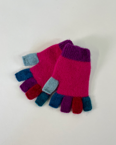 Children's Fingerless Gloves - Possum Merino - Peony