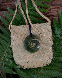 The Fantail House, Made in New Zealand, Greenstone, Pounamu, Koru Pendant