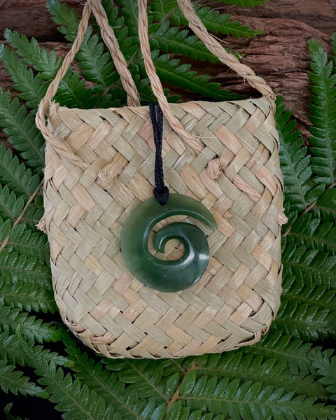 The Fantail House, Made in New Zealand, Greenstone, Pounamu, Koru Pendant