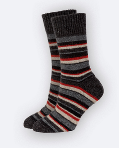 Socks striped - Possum Merino - Charcoal