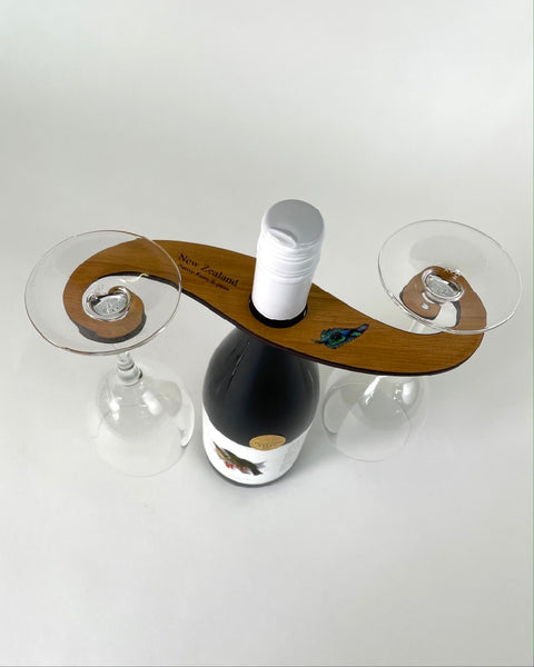 The Fantail House, Designcraft, Made in NZ, Aotearoa, Wine, Glass, Holder, Paua, Rimu, Veneer