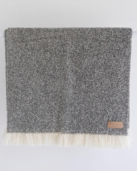 The Fantail House, Master Weave, Made in New Zealand, Wool Twill Throw, Grey